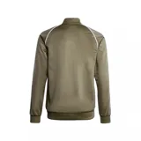 Campera Adidas Classics SST color verde oliva con cierre frontal, cuello redondo y tres rayas blancas en las mangas. Logo de Adidas bordado en el pecho.