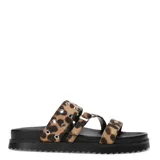 Sandalias con plataforma color negro y tiras con estampado animal print.