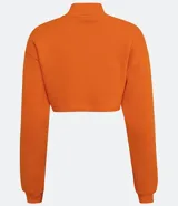 Buzo cropped blanco de algodón con cuello alto y puños acanalados.