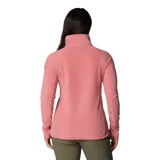 Buzo polar blanco de mujer, con cuello alto y cierre de media cremallera.