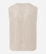 Musculosa color beige de algodón y poliéster con textura rendada y cuello redondo.