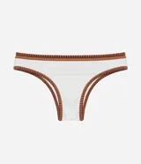 Bombacha de bikini básica blanca de microfibra, con cintura baja y laterales finos.