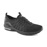 Championes Skechers Active Air negros, tipo slip-on, con capellada de tejido técnico Stretch Fit, cordones elásticos fijos, plantilla Skechers Air-Cooled Memory Foam y suela de tracción flexible.