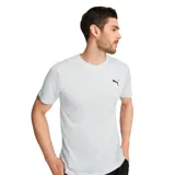 Remera deportiva Puma Train All Day Tee, color blanco con logo negro estampado en el pecho y paneles laterales microperforados.