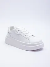 Zapatilla de poliuretano color marrón, con diseño de plataforma y detalles texturizados.