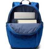 Mochila Columbia Buxton 26L color azul con detalles en negro. Cuenta con dos compartimentos internos separados, funda para portátil de hasta 15 pulgadas, dos bolsillos para botellas de agua, bolsillo con forro polar para las gafas de sol y llavero.