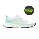Championes deportivos American Sport Azriel Lady, color blanco con detalles en celeste y verde, con suela de goma negra y tecnología memory foam.