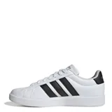 Championes Adidas Streettalk blancos con las tres tiras laterales en negro y logo dorado en la lengüeta.