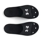 Sandalia Under Armour Locker IV SL de mujer, color negro con logo blanco.