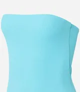 Body marrón sin breteles, confeccionado en tejido rib con textura acanalada y cierre con botones a presión en la entrepierna.