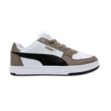 Championes Puma Caven 2.0 unisex, color blanco con detalles en marrón y negro. Zapatillas de estilo retro inspiradas en el baloncesto de los años 80, con plantilla SoftFoam para mayor comodidad.