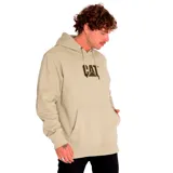 Buzo canguro negro de frisa con capucha ajustable con cordones y bolsillo frontal. Logotipo CAT bordado en el pecho.