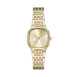 Reloj Skagen Mellem para mujer, con caja cuadrada dorada de 28mm y pulsera de acero inoxidable dorada.