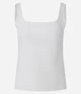 Blusa blanca de rib con bretel ancho y escote cuadrado.