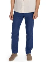 Pantalón de lino color beige, con pretina de jersey ajustable, calce regular, bolsillos en el frente y trasero.