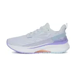 Championes de running blancos con detalles en celeste y lila.