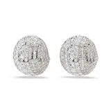 Aros de clip Swarovski Sublima, con forma de cúpula y cristales blancos pavé engarzados sobre base bañada en rodio.