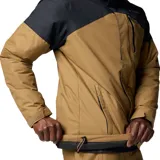 Campera de esquí Columbia Last Tracks Jacket para hombre, color marrón claro con detalles en negro. Impermeable, transpirable y termorreflectante, con capucha ajustable y extraíble, faldón para nieve, bolsillos con cremallera y dobladillo ajustable.