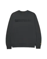 Buzo negro de algodón y poliéster con cuello redondo, puños y cintura acanalados. Logotipo de Caterpillar estampado en el pecho y logo triangular en la manga.