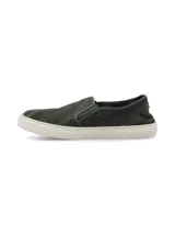 Zapatillas slip-on azules de algodón orgánico con suela de caucho natural.