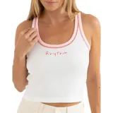 Musculosa blanca de algodón con ribete rosa y logo bordado en el pecho.