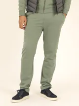 Pantalón de jogging verde oliva de corte recto, con cintura elastizada, cordón ajustable y bolsillos laterales.