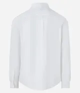 Camisa de vestir blanca, corte slim, cuello clásico, manga larga y abotonadura frontal.