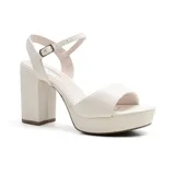 Sandalias de vestir plateadas con plataforma y tacón cuadrado.