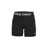 Shorts deportivos Nike Pro 365, color negro, de corte ajustado y tiro alto con banda elástica ancha que lleva el logo 'NIKE PRO' en blanco. Presenta el logo Swoosh blanco en la pierna izquierda.