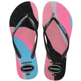 Ojotas Havaianas Slim Pallete Glow con diseño estampado multicolor y tiras negras.