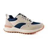Zapatillas urbanas Hi-Tec Samu de cuero color beige con detalles en azul marino.