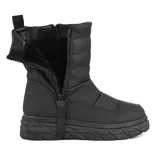 Bota de caña media color negro con plataforma y cierre lateral.