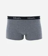 Calzoncillo bóxer gris melange de algodón con elástico negro en la cintura con la marca Mash en gris.