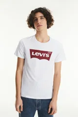 Remera blanca de algodón con logo Levi's Batwing estampado en el pecho.