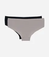 Kit de dos bombachas boyshort de microfibra, una color beige y otra negra, con corte a hilo.