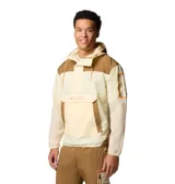 Campera tipo anorak Columbia Challenger, color amarillo y marrón, con capucha ajustable, media cremallera frontal, puños elásticos, dobladillo ajustable, bolsillo canguro y tecnología Omni-Shield™ repelente al agua y las manchas.