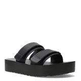 Sandalias negras de goma con plataforma y doble tira con ajuste de velcro.