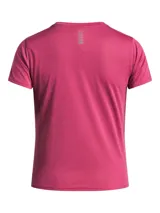 Remera deportiva Under Armour Launch Short Sleeve color fucsia, de corte clásico y tejido ligero y transpirable.