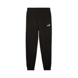 Pantalón deportivo Puma negro, con cintura elástica ajustable con cordón, puños acanalados y logo bordado en blanco en la pierna izquierda.