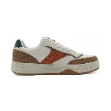 Championes urbanos Le Groupe, color blanco con detalles en marrón y naranja.