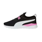 Championes Puma Anzarun Lite Slipon de mujer, color blanco con detalles en negro. Diseño slip-on con empeine de malla transpirable y suela amortiguada.