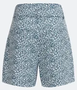 Bermuda de lino con estampado floral, tiro alto y cinturón de tela con hebilla forrada.