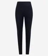 Calza legging deportiva color verde agua, de microfibra, con cintura ancha y bolsillos laterales.