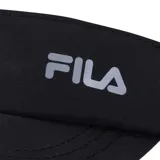 Visera Fila unisex color negro con logo reflectante plateado en el frente y cierre de velcro reflectante en la parte trasera.