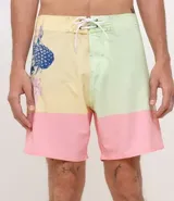 Bermuda de baño para hombre con estampado de ananá en la lateral, corte recto y cordón ajustable en la cintura.