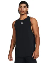 Musculosa deportiva Under Armour Zone para hombre, color negro con logo blanco en el pecho.