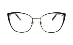 Armazones estilo cat eye en color azul con detalles metálicos, diseñados para uso unisex.