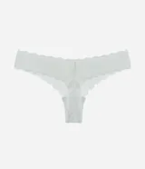 Bombacha bikini confeccionada en laise con textura floral y laterales medianos.
