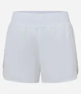 Short deportivo verde oscuro, modelo runner, con cintura elástica y pequeño bolsillo interior.