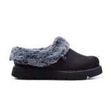 Zueco Skechers Keepsakes Lite Cozy Blend color negro, con forro de piel sintética gris y plantilla acolchada Skechers Memory Foam.